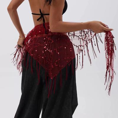 Çok Yönlü Göbek Dansı Bel Zinciri Püsküllü Üçgen Eşarp Bel Kemeri Caz Dansı Aksesuarları Hint Dansı Tatil Osuruk Perdesi