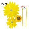 Sunflower Pinwheel 3-Tier Sunflower Garden Wind Spinner Ground Insert Yard Decor Windmill for Patio Lawn Decoration