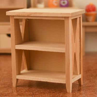 45669 Mini Dollhouse Wooden Unpainted Locker Cabinet Storage Rack Model Decor