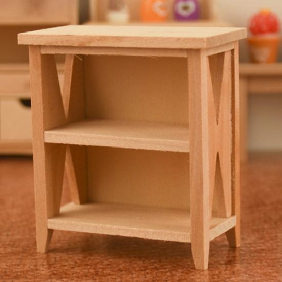 45669 Mini Dollhouse Wooden Unpainted Locker Cabinet Storage Rack Model Decor