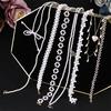 Böhmische Dame Perle mehrschichtige Blume Schleife Herz Halsband kurze ultrafeine Schlüsselbeinkette Halskette
