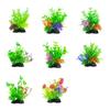 Realistic Artificial Green Plant Set of 4 with Base for Fishtanks Home Office Aquariums Underwater Landscape Accessories