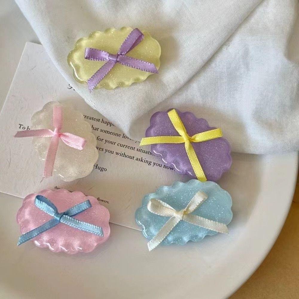 

Korean Style Bowknot Hairpin Oval Balletcore Hair Clip Cute Bow Duckbill Clip Decoration розовый
