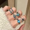 Sea Blue Fashion Dripping Oil Niche High-End Open Ring Zircon Light Luxury Love Accessories Women