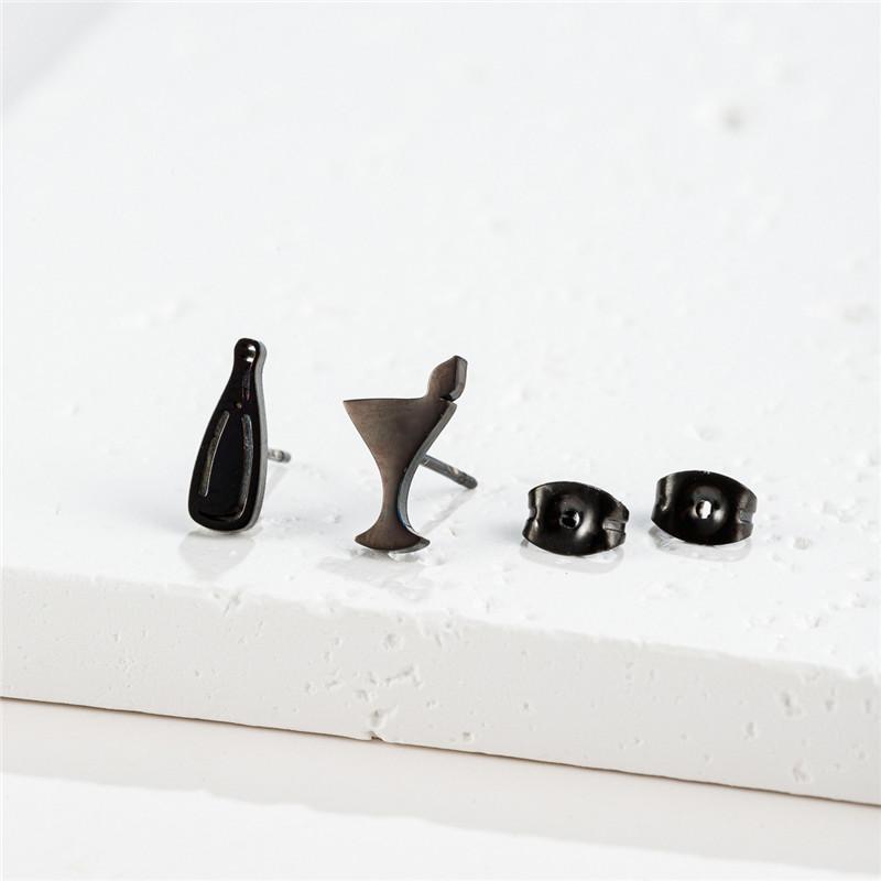 Tiny Star Moon Fashion Stud Earrings for Women Fashion Music Cross Leaf Cup Earings Stainless Steel Jewelry Pendientes Gift