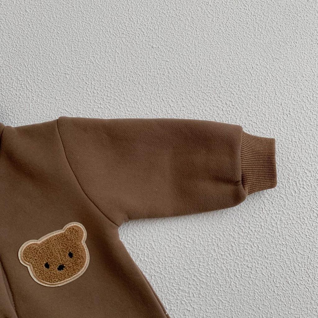 2023 Thickened Fleece Baby Onesie - Autumn/Winter Little Bear Romper for Boys & Girls