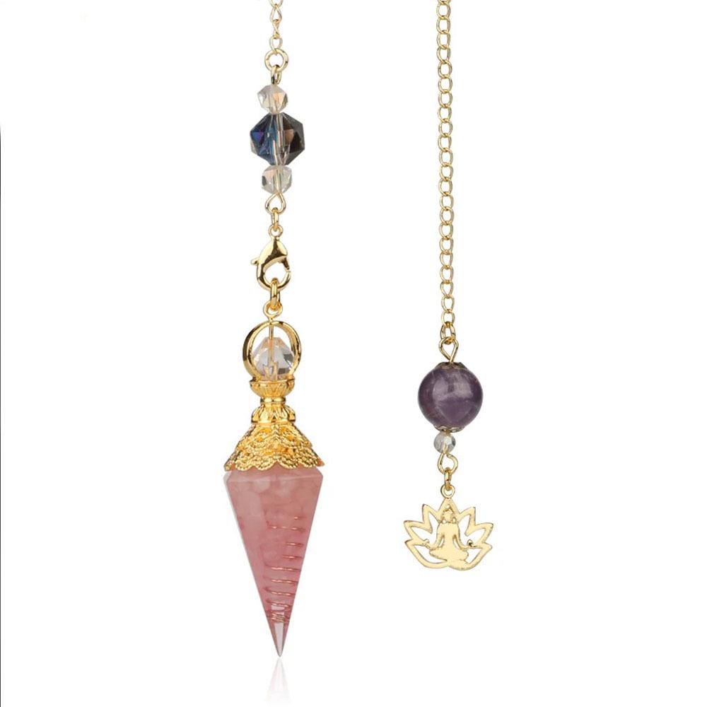 Seven-Color Crystal Resin Hexagonal Cone Pendulum Pendant 