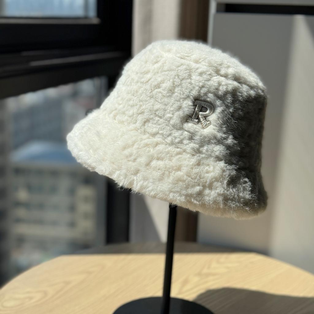 White Plush Hat for Men in Autumn and Winter Imitation Rabbit Fur New Fisherman Hat Men's Korean Style All Match Face Showing Small Cold Hat Basin Hat