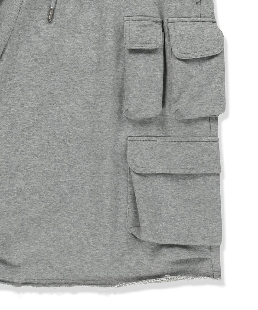 Mattengkim Terry Utility Pocket Bermuda Pants In Gray
