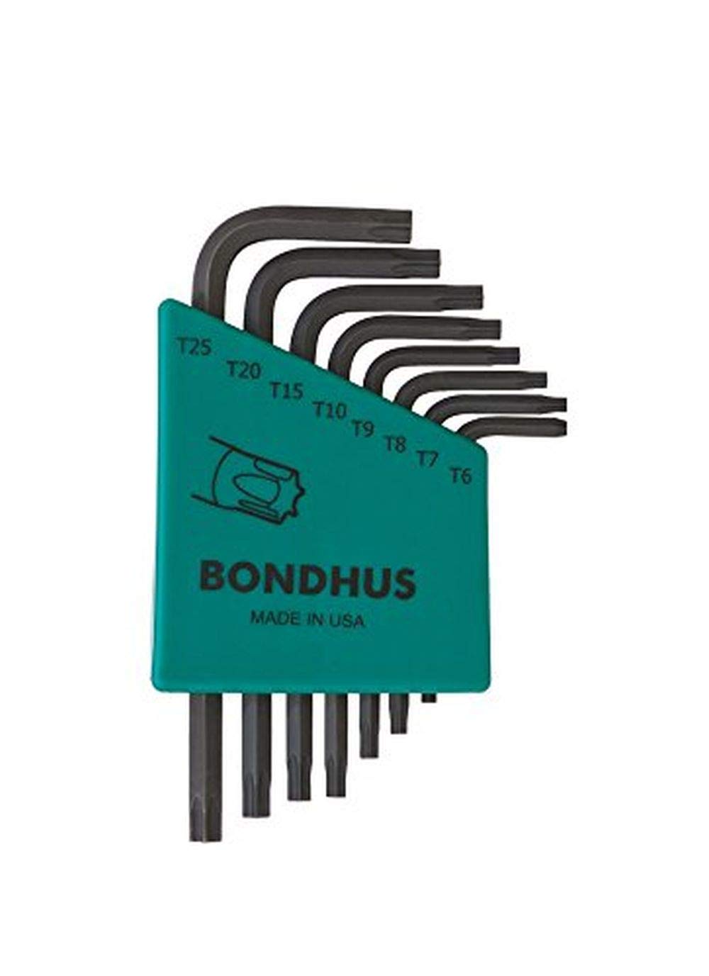 в BONDHUS Набор коротких Torx® L-образных ключей с черным оксидированием TLXS8S Сделано в США, 8 предметов (Т6, Т7, Т8, Т9, Т10, Т15, Т20, Т25) №31732 чёрный