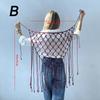 Șal Eșarfă Bohemiană cu Franjuri din Plasă Decorativă Ciucuri Design Etnic Țesut Manual Cover-up Bikini Plasă Ciucuri Centură
