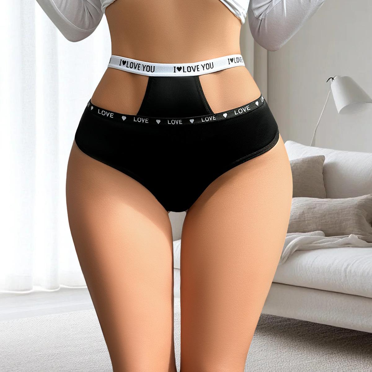 

1pcs Fashion Style Letter Decor Sexy Women Panties Low Waist Sexy Lingerie Breathable Female Underpants Elegant Lady Briefs 1XL чорний
