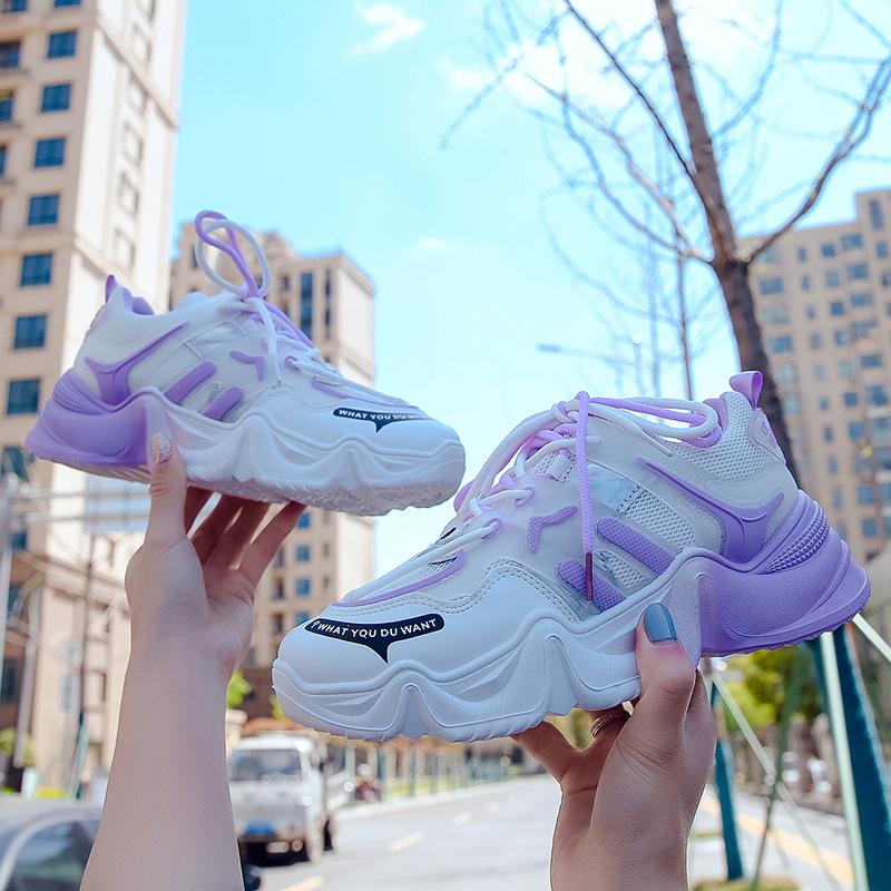 Fashion Casual Colorful Sports Running Hiking Shoes 2025 Spring Summer New Breathable Gradient Dad Shoes Fashion Casual Women's Shoes