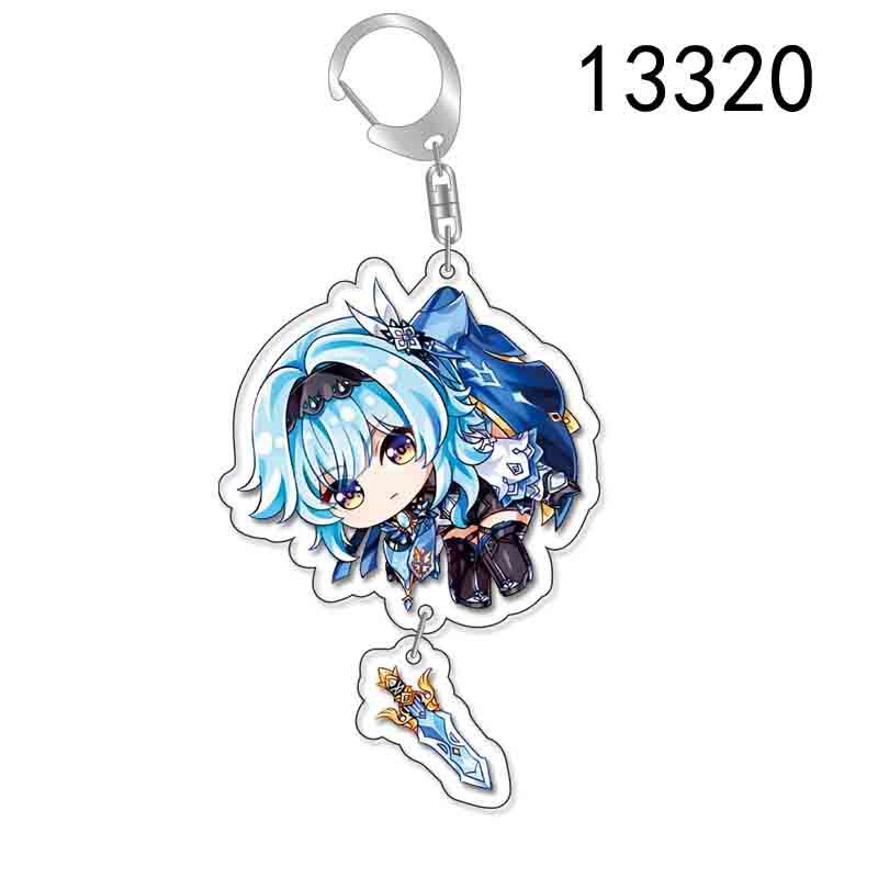 Game Genshin Impact Keychains Acrylic Model School Bag Jewelry Keychian Metal Holder Key Ring For Children Girl Men Accessories
