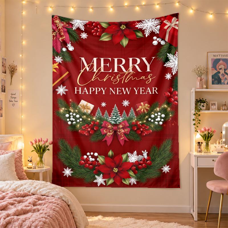 Christmas Printed Tapestry Wall Hanging For Bedroom Living Room Wall Decor Holiday Gift