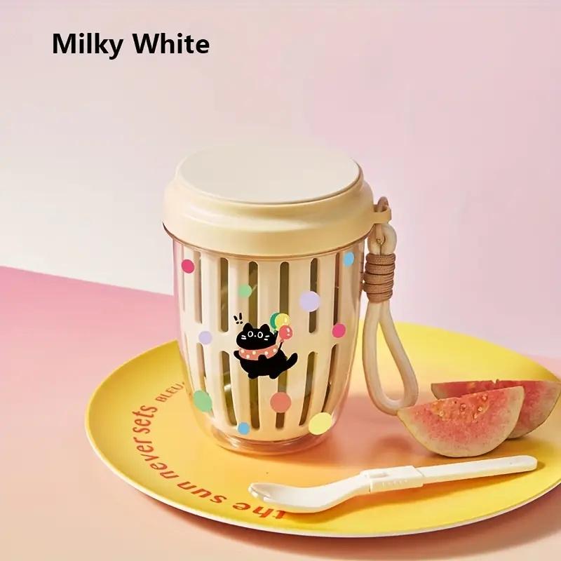 

1pc Leak Proof Portable Salad Cup with Fork Large Capacity Fruit Container Office School Picnics Outdoor Food Enthusiasts