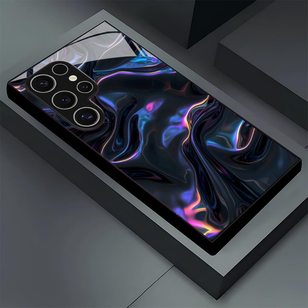 Flowing Light Pattern glass Phone Case For Samsung Galaxy S26 S25 S24 S22 S23 Ultra S21 S20 Plus 5G  Non-Slip Full Cover