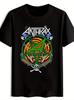 Schwarzes "ANTHRAX" Grafik-T-Shirt - Retro Rockband-Design mit Totenkopf & Stern