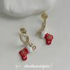 Christmas snowflake socks mosquito coil disc ear clips trendy and popular ear buckles niche design red earrings women's earrings