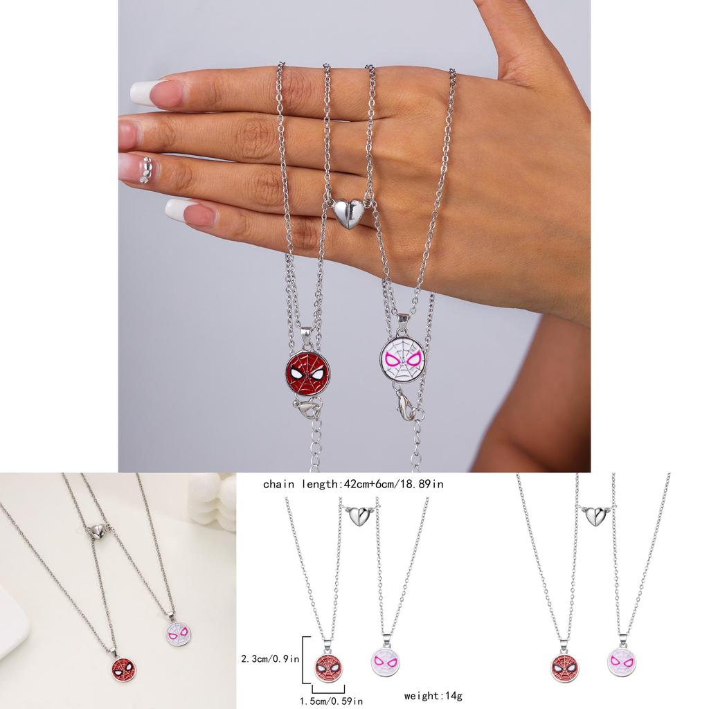 Spiderman Couple Magnetic Necklace With Geometric Pendant For Women