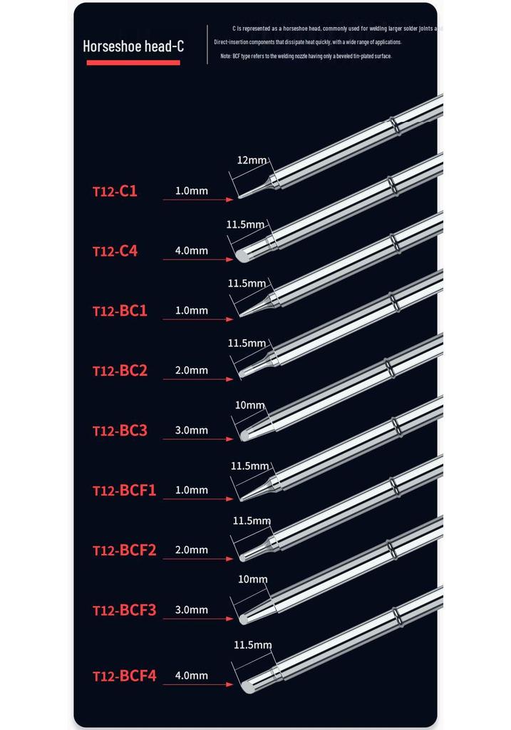 T12 Soldering Iron Tips: Models T12-B, T12-B2, B3, B4, T12-BL