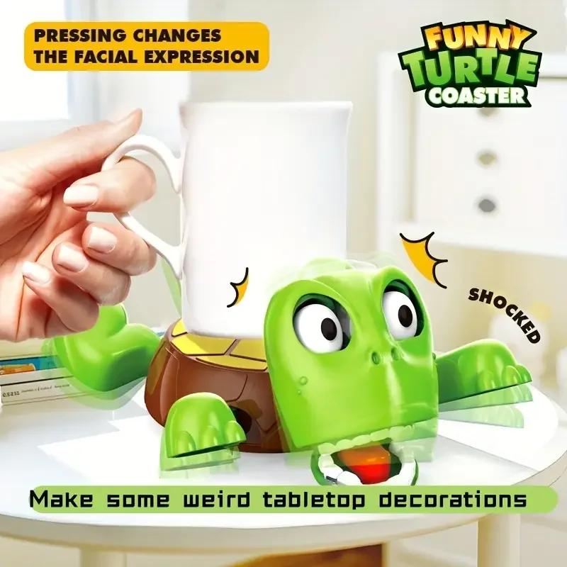 1-5PCS Funny Turtle Coaster with Pressing Eyes   Plastic Desk Decor  Perfect Gift for Teens & Adults Mixed Colors  Turtle Decor