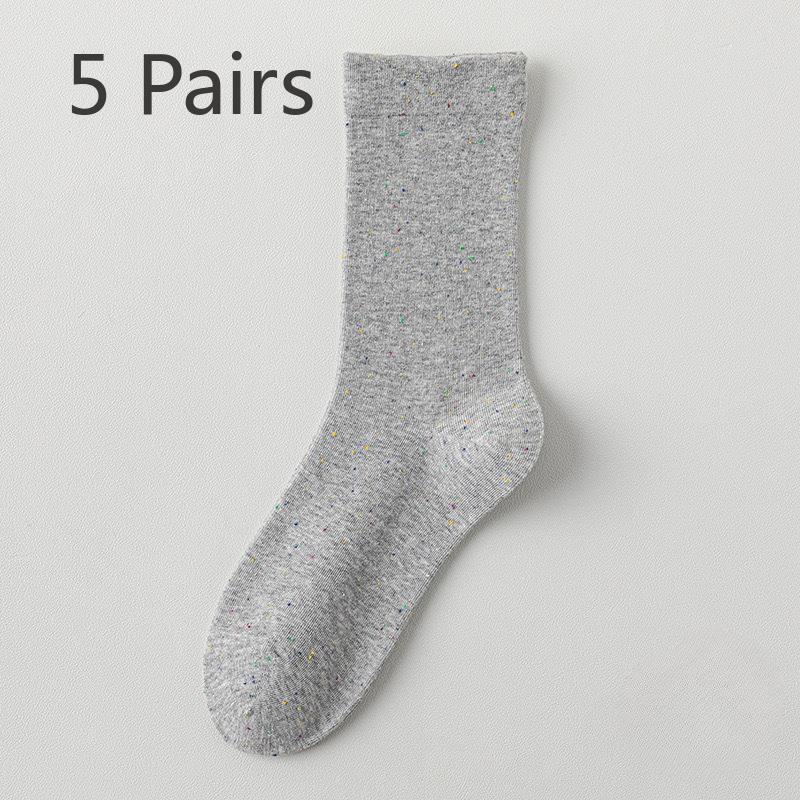 5 Pairs Dot Yarn Socks Candy Coloured Mid-length Boneless Pile Socks Thin Sweat-absorbing Breathable Fashion Cotton Socks
