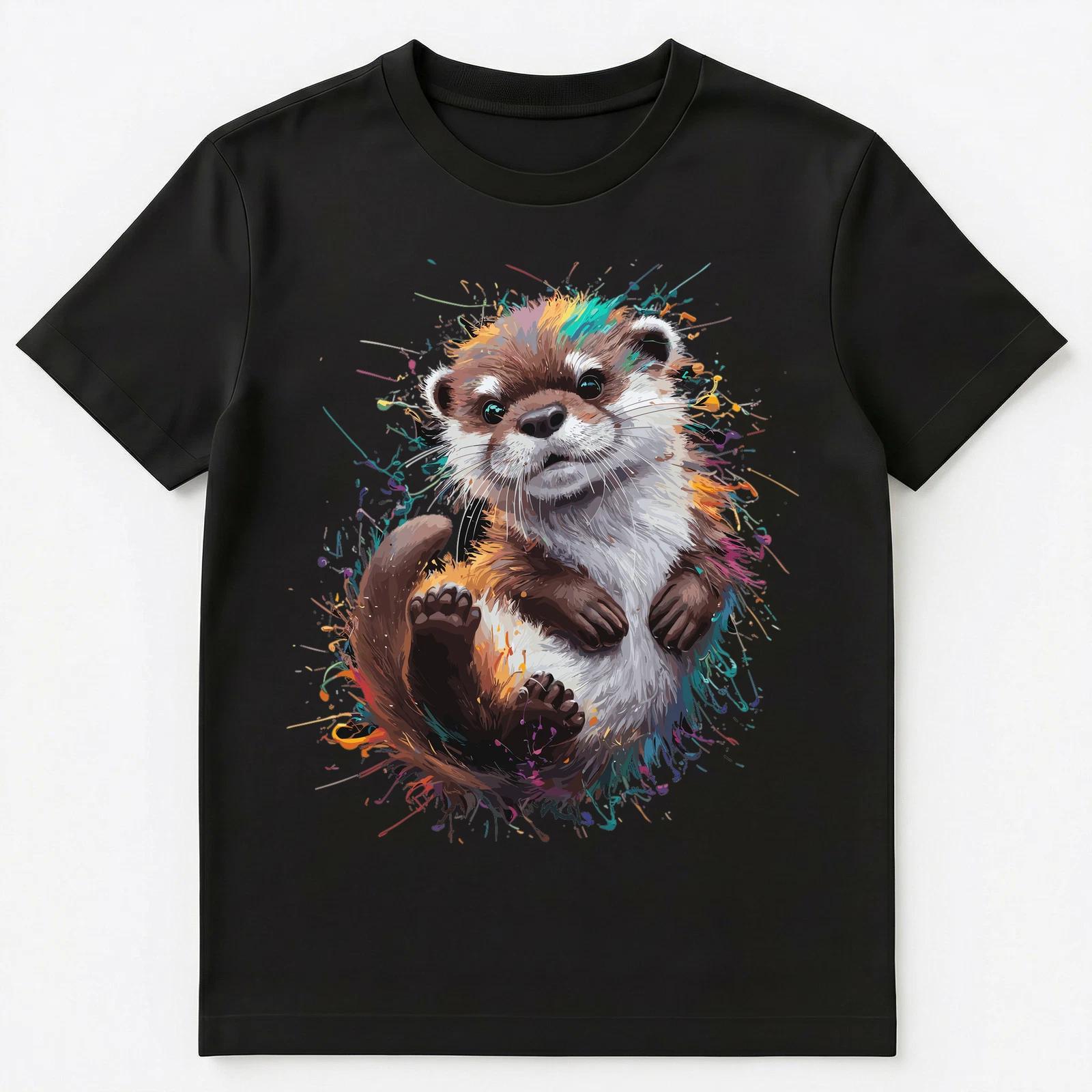 

Colorful Paint Splash Baby Otter Art Graphic Unisex T-Shirt 5XL різнокольоровий