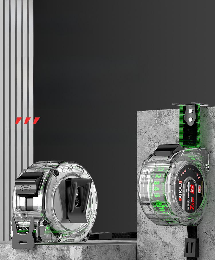 High-Precision 5m/10m Double-Sided Fluorescent Tape Measure - Wear-Resistant, Hardened Steel Ruler for Household Use