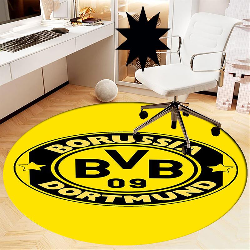 Borussia Dortmund Tištěný Kulatý Koberec Kobereček na Židli Plošný Koberec Rohožky do Vstupní Haly, pro Kancelářskou Židli Obývací Pokoj Ložnici Kuchyň.