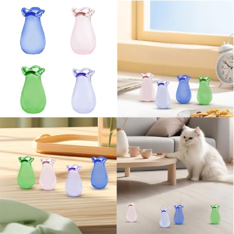 4pcs Cats Whisker Collector Glass Container Miniature Plant Jars Pet Furs Organizers Decorative Home Accessory