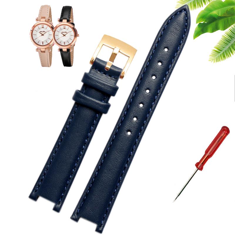 Genuine Leather Watch Band Women's Watch Strap for Folli Follie Lady Bubble Series Notch Pin Buckle Watch Bracelet 12MM 16MM 20