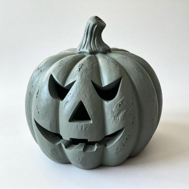 Handmade Terracotta Jack O' Lantern Resin Pumpkin Lamp