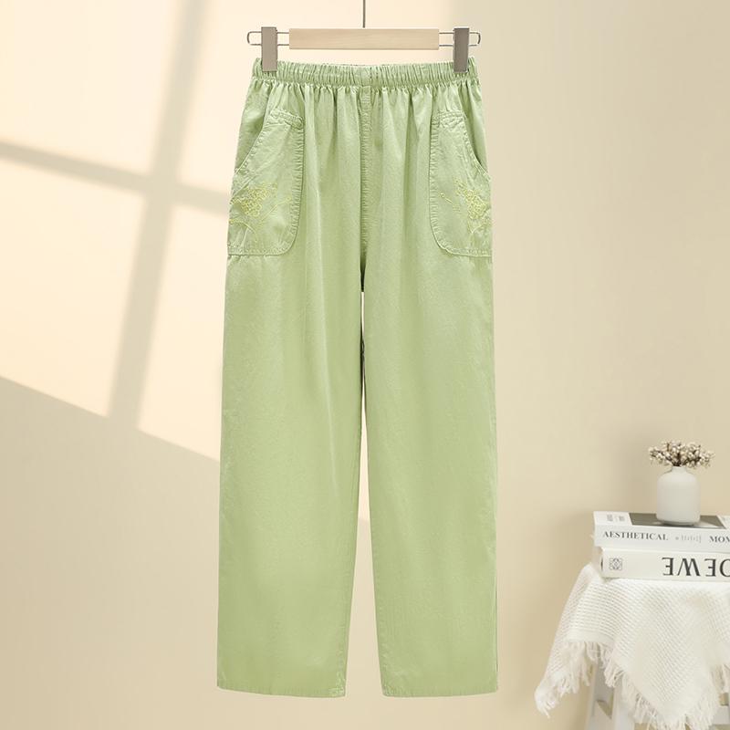 Summer Embroidery Women's Pants Stretch Casual Waist Office Outdoor Pant Breathable Cool Clothing