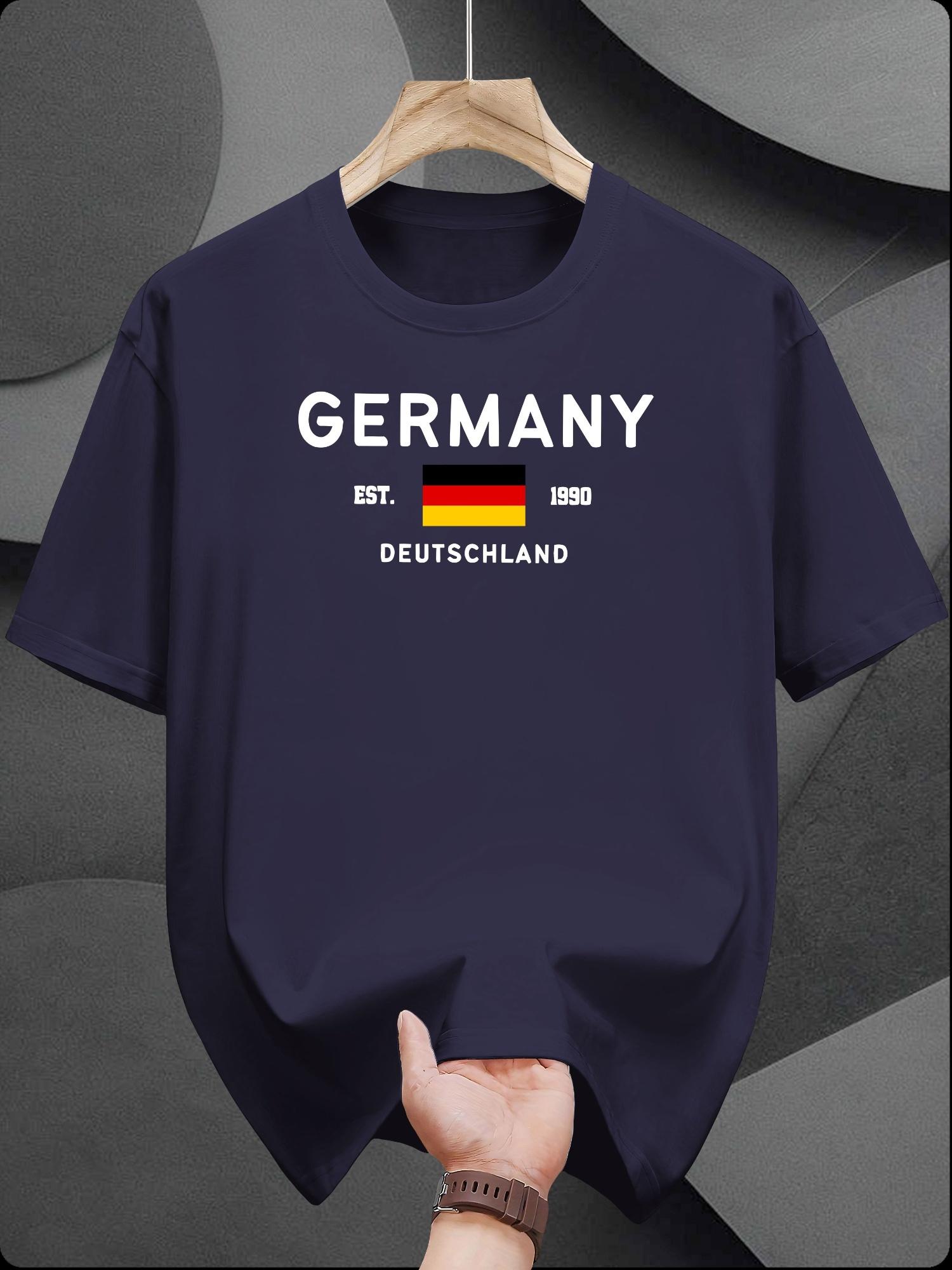Casual Short Sleeve T-shirt - Germany Flag Design S