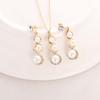 Bride Simulated Pearls Gifts For Women Cubic Zirconia Necklace Pendant Dangle Earrings Jewelry Set