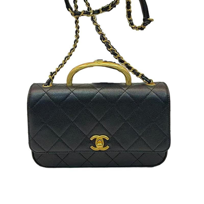 

Chanel 25a Branded Leather Chain Strap Messenger Bag For Women Black Basic+Dust Bag чорний