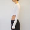 Keuluchi Symbol Crop Long-Sleeved T-Shirt (White) Womens