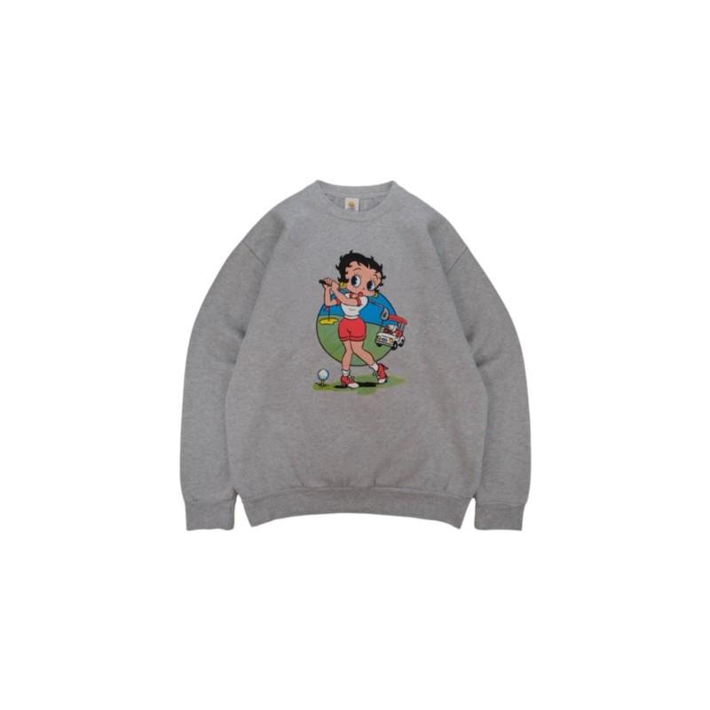 2026SS Original Correct WD Italian Vintage Betty Print Drop Shoulder Thin Hooded Sweatshirt Early