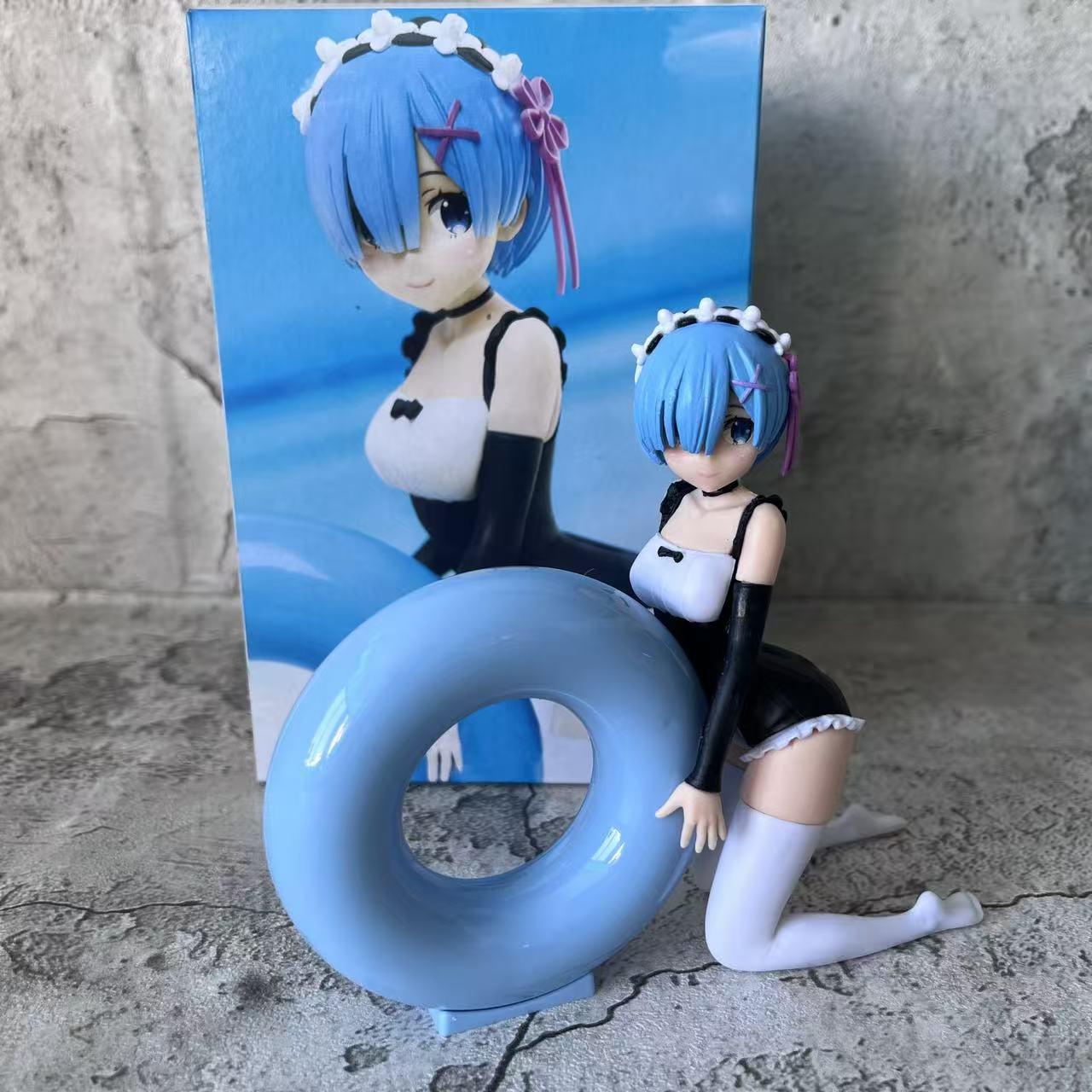 

Zero Ram Rem Swim Ring Kneeling Pose Figure - Beautiful Girl Model Ornament 13cm