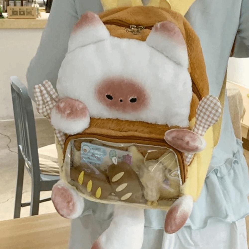 Cute Cat Plush Backpack Kawaii Student School Bag Harajuku Bread Cat Itabag  Birthday Gift
