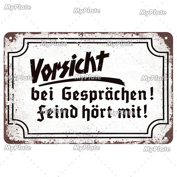 [MyPlate] German Vintage Vorsicsht Warning Metal Sign Plate Tin Sign Wall Decor For Bar Home Plaque Decoration Man Cave Poster