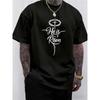 European Size He Has Revived the Cross Halo Easter Men's Printed Short-sleeved Shirt, the New Trendy Men's Wear, the Printed Breathable Fabric Top