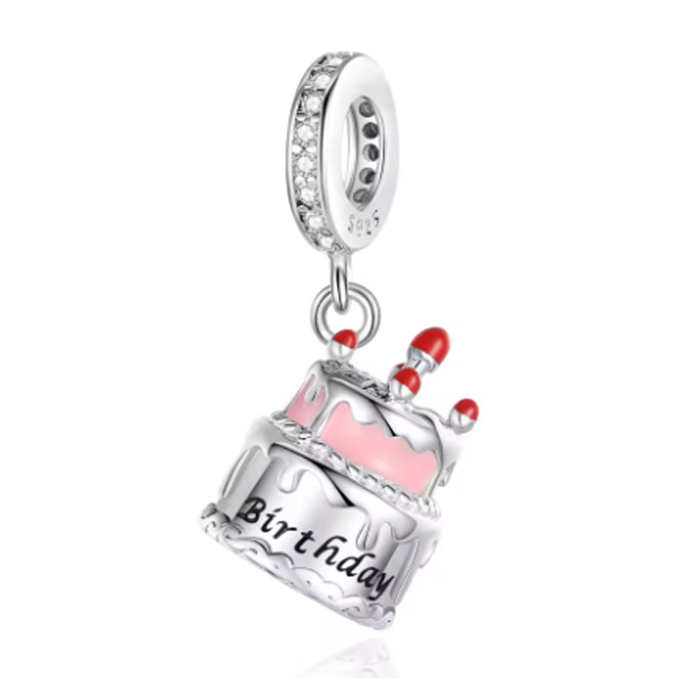 925 Silver Cute Lollipop Ice Cream Pendant Charms Cake Fruit Candy Donut Apple Pizza Beads Necklace DIY Bracelet Jewellery Gift
