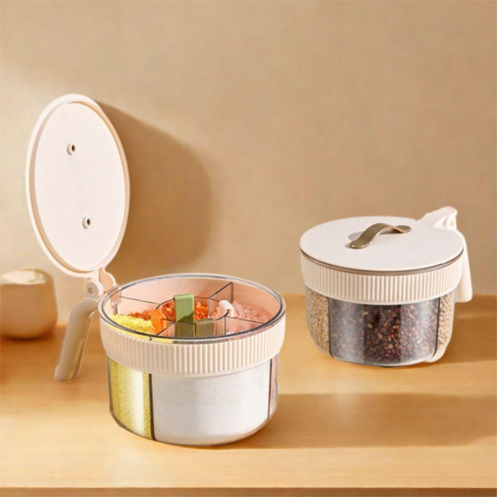 

Moisture-proof 4 Grids Seasoning Box Dustproof Seasoning Jar Practical Salt Organizer Kitchen бежевый