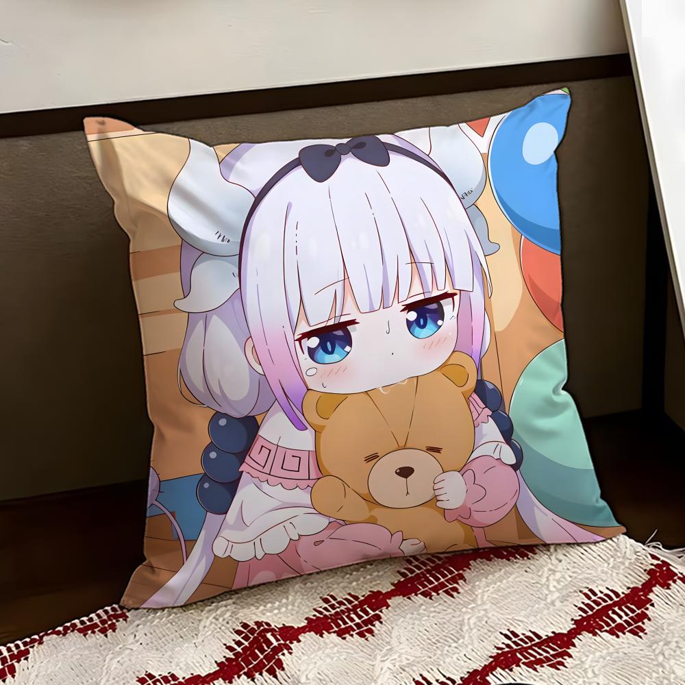 Miss Kobayashis Dragon Maid Cushion Cover Reversible Soft Durable Pillow Cover Home  Car MultiScene Use for Daily Comfort