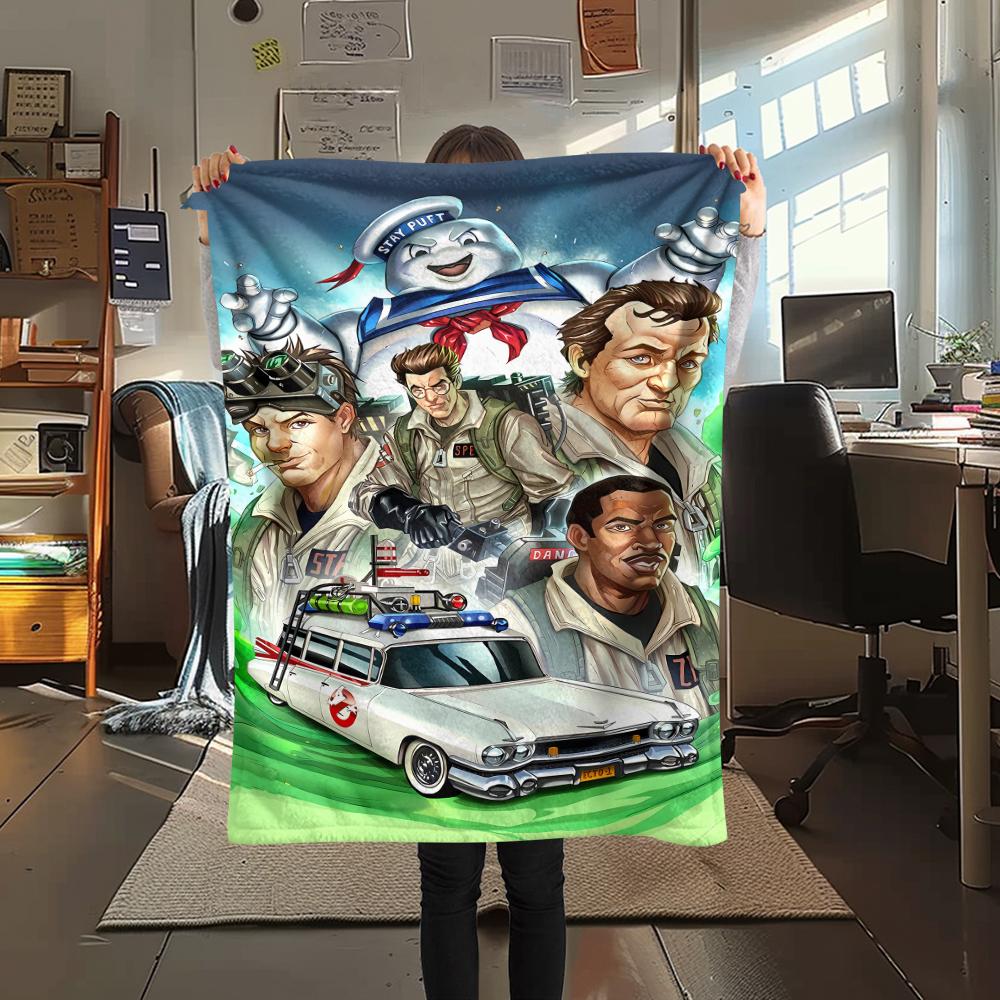 1 STuks Ghostbusters Print Flanellen Deken, Hoge Kwaliteit, Alle Seizoenen, Woondecoratie, Warmte en Comfort, Perfect voor Kerstcadeaus