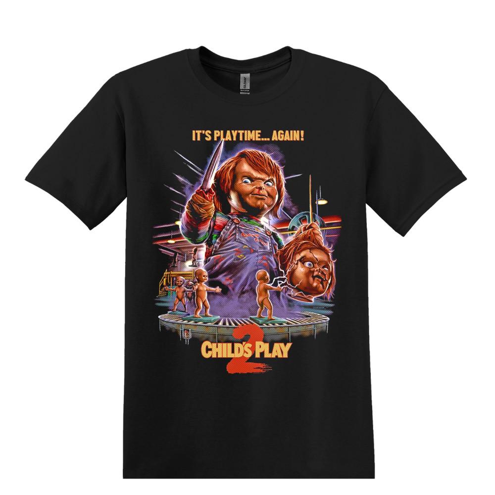 Child039s Play 2 Horror Movie TShirt Black S3XL Chucky It’s Play Time Again Unisex T-Shirt XXXL