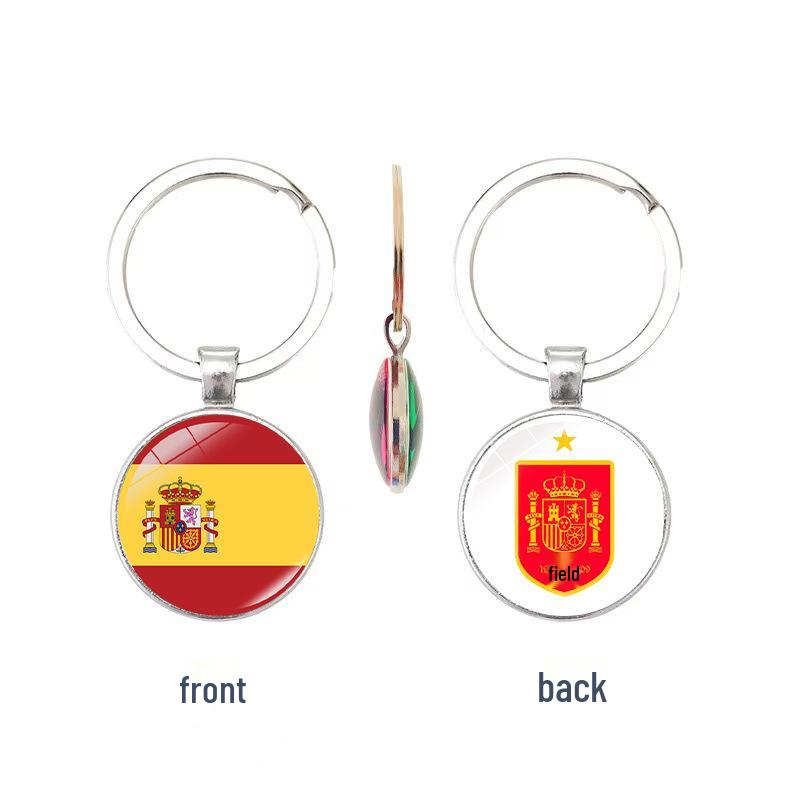 World Cup Top 32 National Flags & Team Emblems Double-sided Keychain