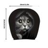 2 pieces of realistic car headrest covers with cute cats showing their faces, washable and stretchable, car interior decoration